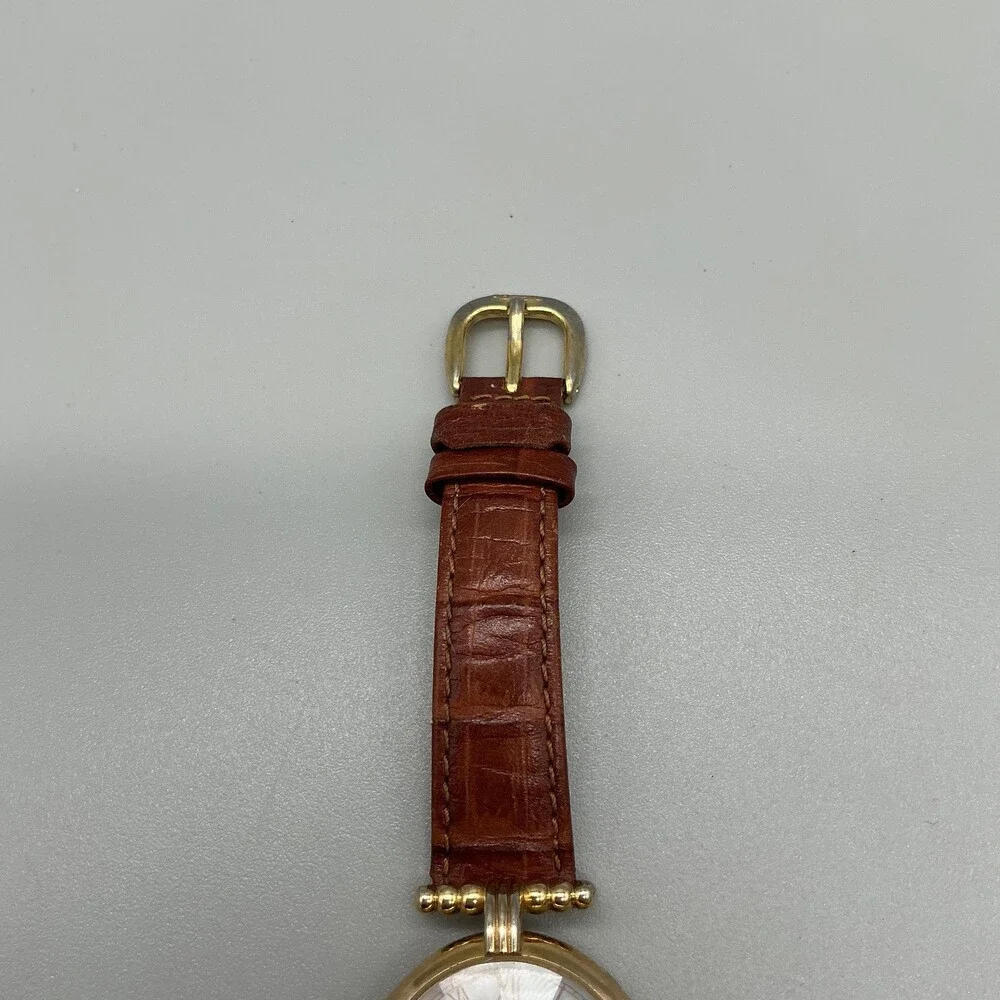 Vintage Fossil PC-9211 Womens Watch 27mm MOP Rivoli Brown Leather New Battery